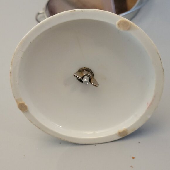 Vintage Moss Rose Porcelain Handheld Vanity Swivel Mirror With Metal Frame - Picture 6 of 6